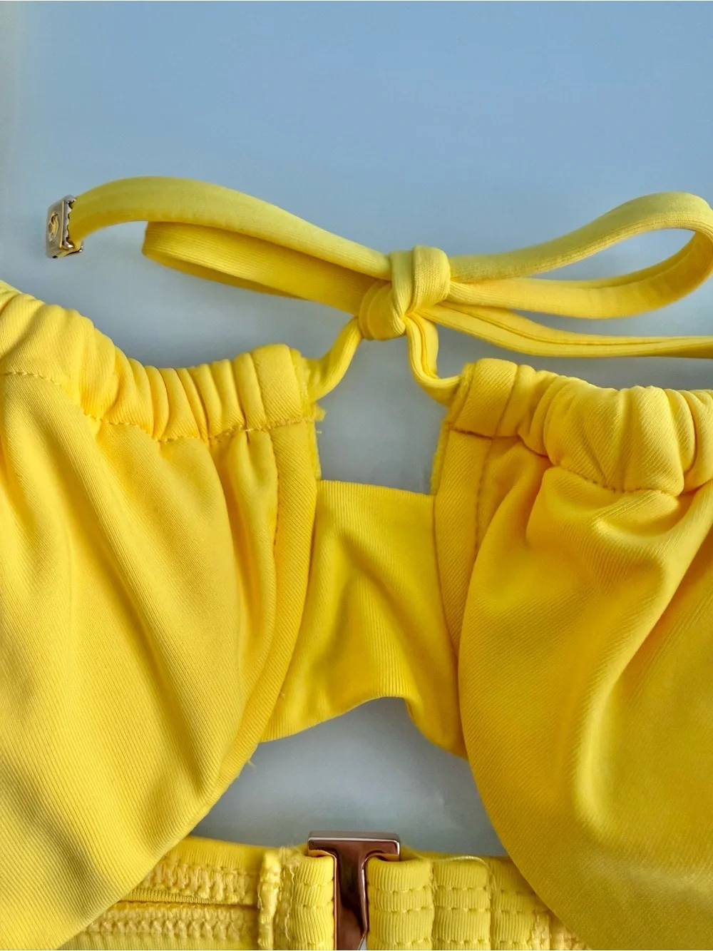 kate spade new york Women's Yellow Cinch Front Underwire Bikini Top Size Small